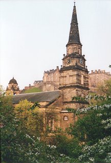 St. Cuthbert's Church, with the castle behind