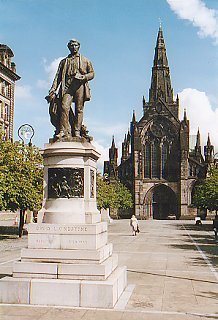 Statue of David Livingston beside Glasgow Cathedral